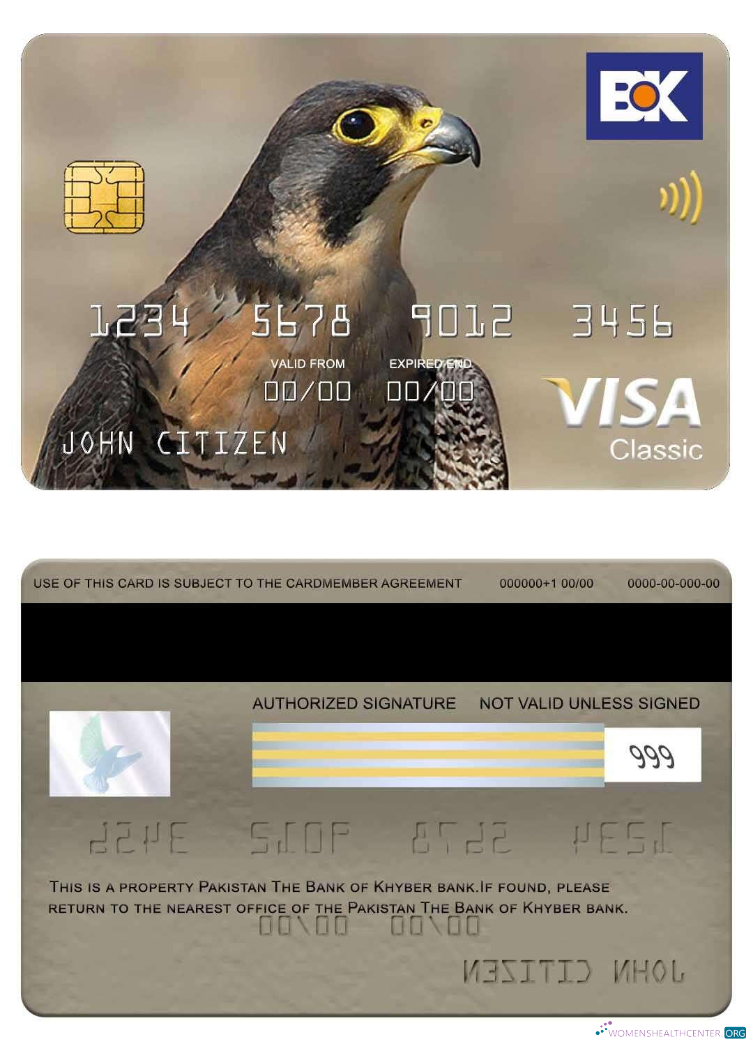 Download Pakistan The Bank of Khyber bank visa classic card Photoshop template